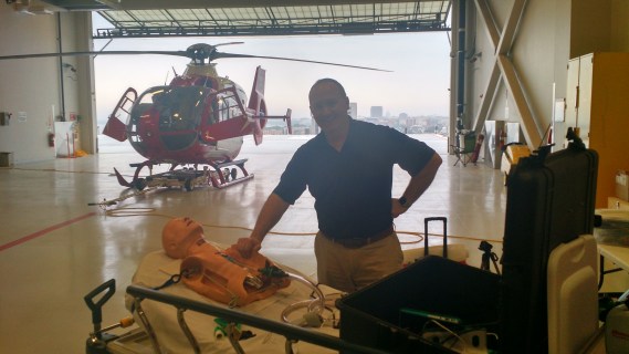 Jim DuCanto visits UW Madison HEMS with his vomiting simulator (SALAD)